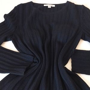 ST. JOHN Marie Gray SWEATER TOP Pull On Black Knit Santana  Size Petite